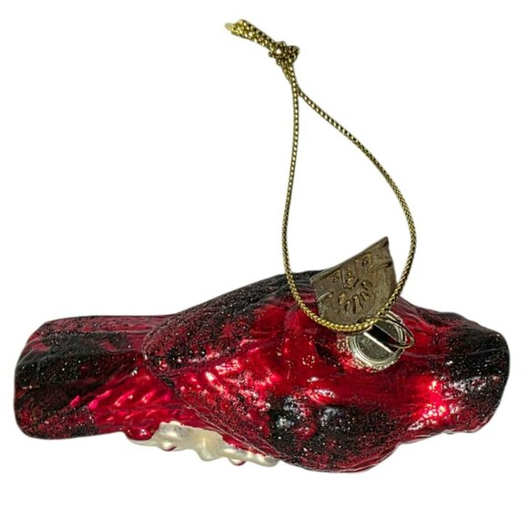 Vintage Thomas Pacconi Red Cardinal Glass Christmas Ornament Bird Floral Holiday - Picture 6 of 9